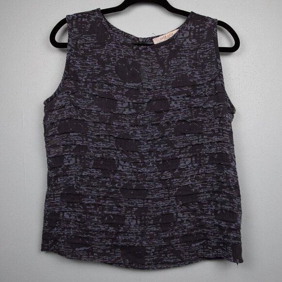 Luca Luca grey wool blend tiered ruffle sleeveless sheer shirt-8 - Picture 1 of 6